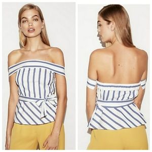 NWOT Express Off Shoulder Striped Peplum Top